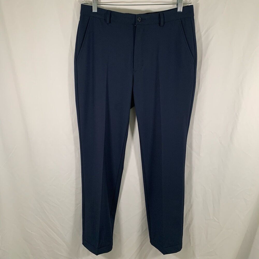 Greg Norman Golf Pants Men's 32x32 Navy Blue Button Zip Pockets Pleated